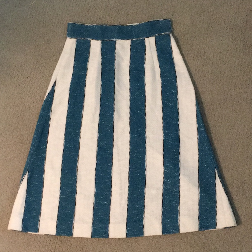 NEW Dolce & Gabbana Striped Linen midi skirt